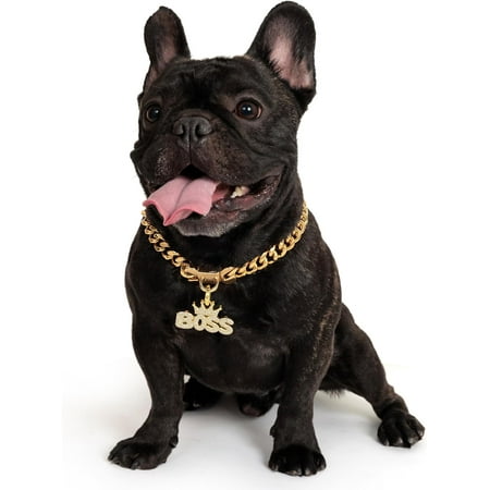 18K Cuban Link Dog Collar  15MM Gold Dog Chain Collar Mtetal Dog Collar Dog Jewelry Pet Cuban Collar for Small Dogs  10 inch