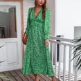 thumbnail image 5 of Odeerbi Dresses for Women 2025 Casual Maxi Dresses Erogenous Fashion V-Neck Floral Long Sleeve Flared Sleeve Long Dress Green, 5 of 7