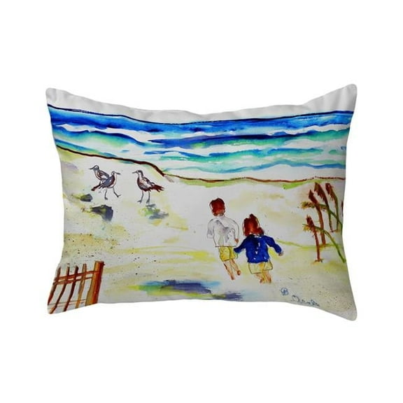 Betsy Drake NC811 16 x 20 in. Running at the Beach No Cord Pillow