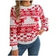 thumbnail image 2 of Suéter de cuello redondo para mujer, estampado navideño, cuello redondo, manga larga, suéter de punto, blusa para mujer, blusa de poliéster, 2 of 6