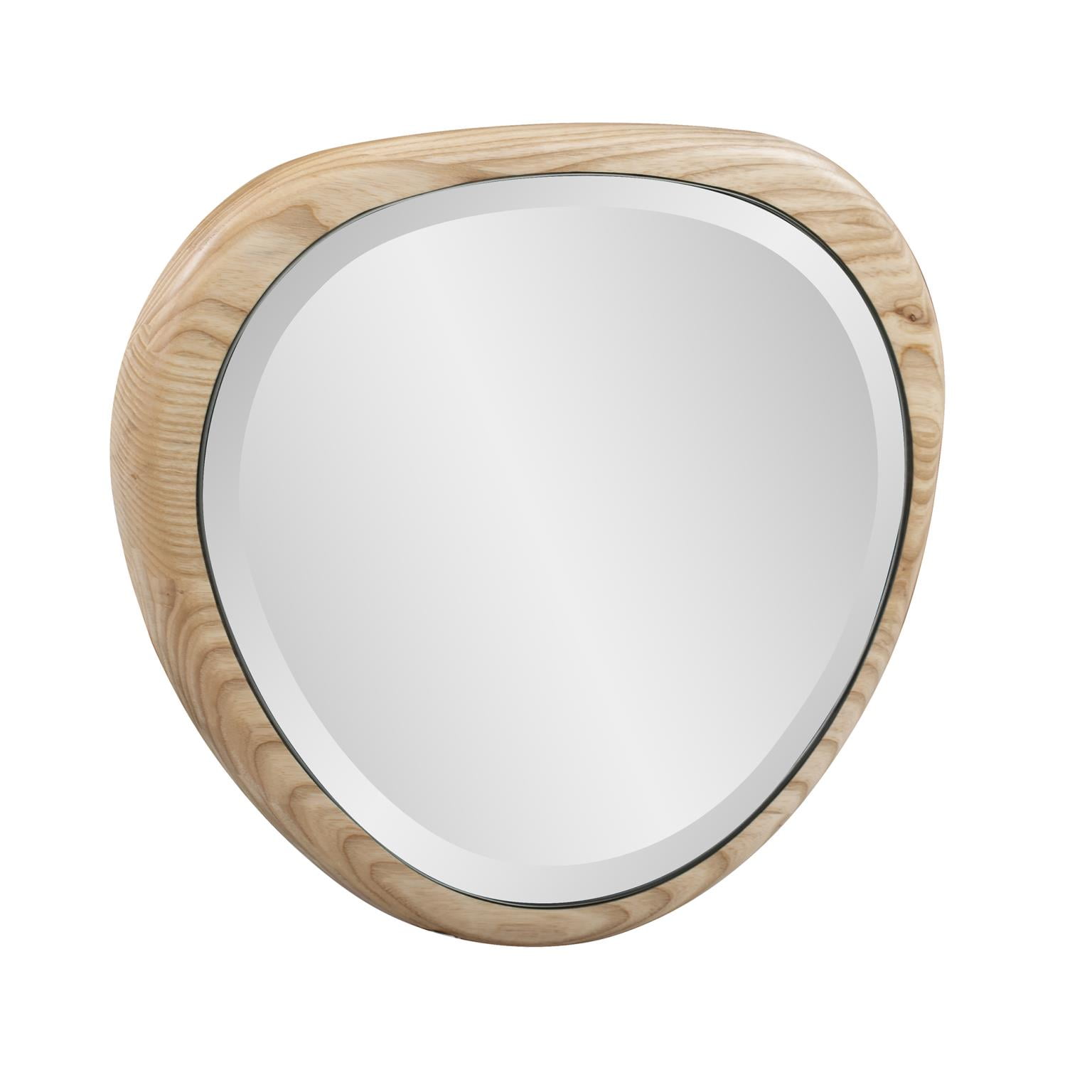 Tyler Dillon Asymmetrical Bleached Oak Wood Framed Wall Mirror - 14"W x 16"H