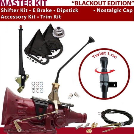 American Shifter AOD Shifter Kit Black 12 in. E Brake Cable Clevis Trim Kit Dipstick for D91E0