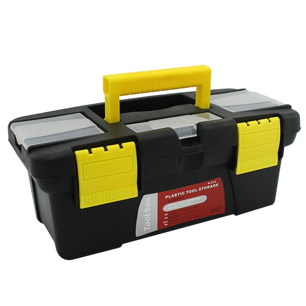 Homemaxs 1pc Tool Storage Box Portable Plastic Toolbox Multifunction Car Repair Container Case Black