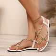 thumbnail image 6 of White Womens Sandals Round Toe Open Toe Thong Flat Design Bohemian Style With Elastic Back Casual Outdoor Wear For Versatile Styling Size 38, 6 of 7