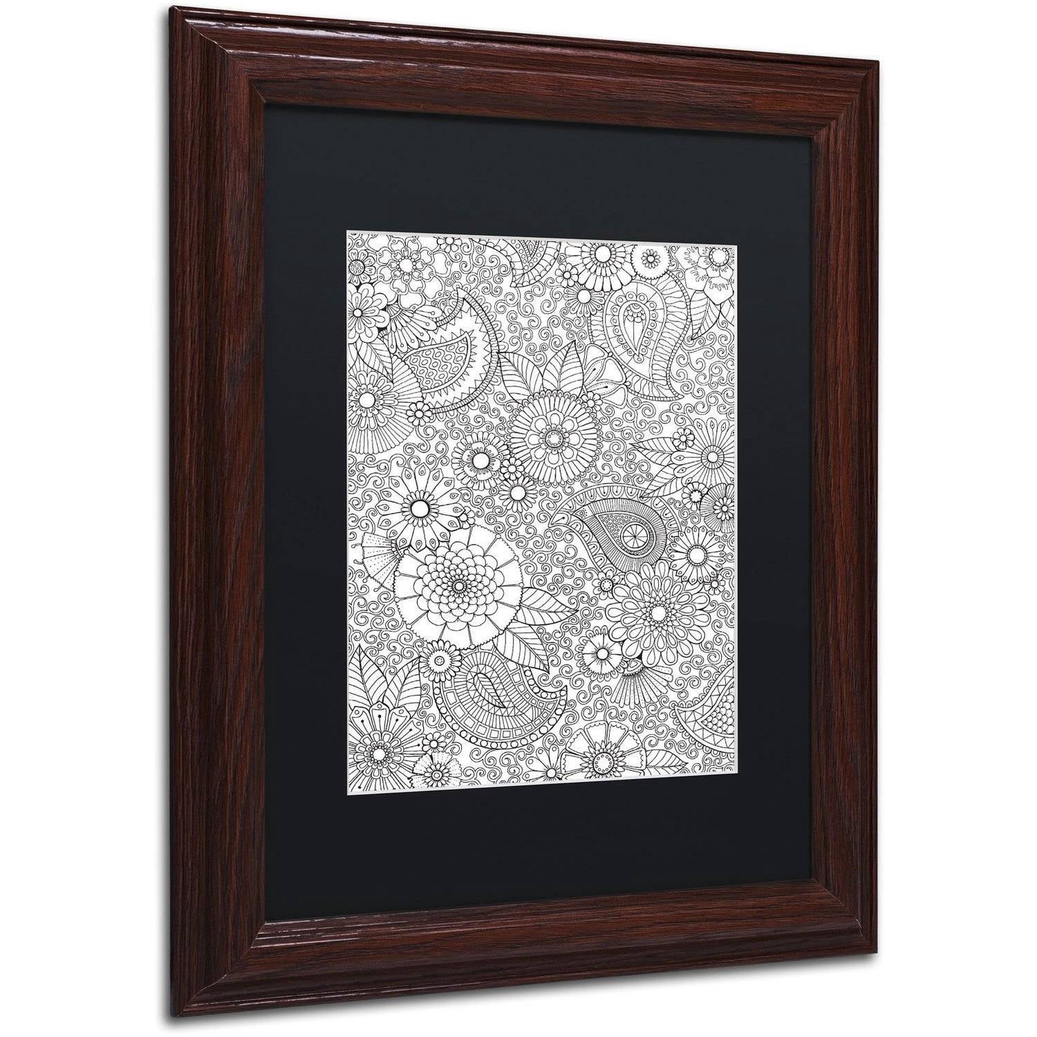 Trademark Fine Art "Paisley Floral" Canvas Art by Hello Angel, Black Matte, Wood Frame