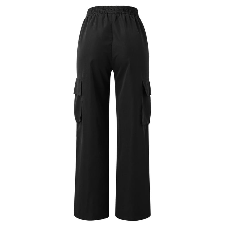 Peaceglad Womens Wide Leg Palazzo Pants Loose Stretchy Pants Lounge Pants  with Pockets(Black, Large) at  Women's Clothing store