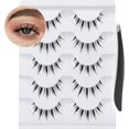 thumbnail image 1 of LAICAIW Natural Lashes 14MM Manga Lashes with Clear Band 5 Pairs Japanese Lashes Makeup Short 3D False Eyelashes with Applicator, 1 of 7