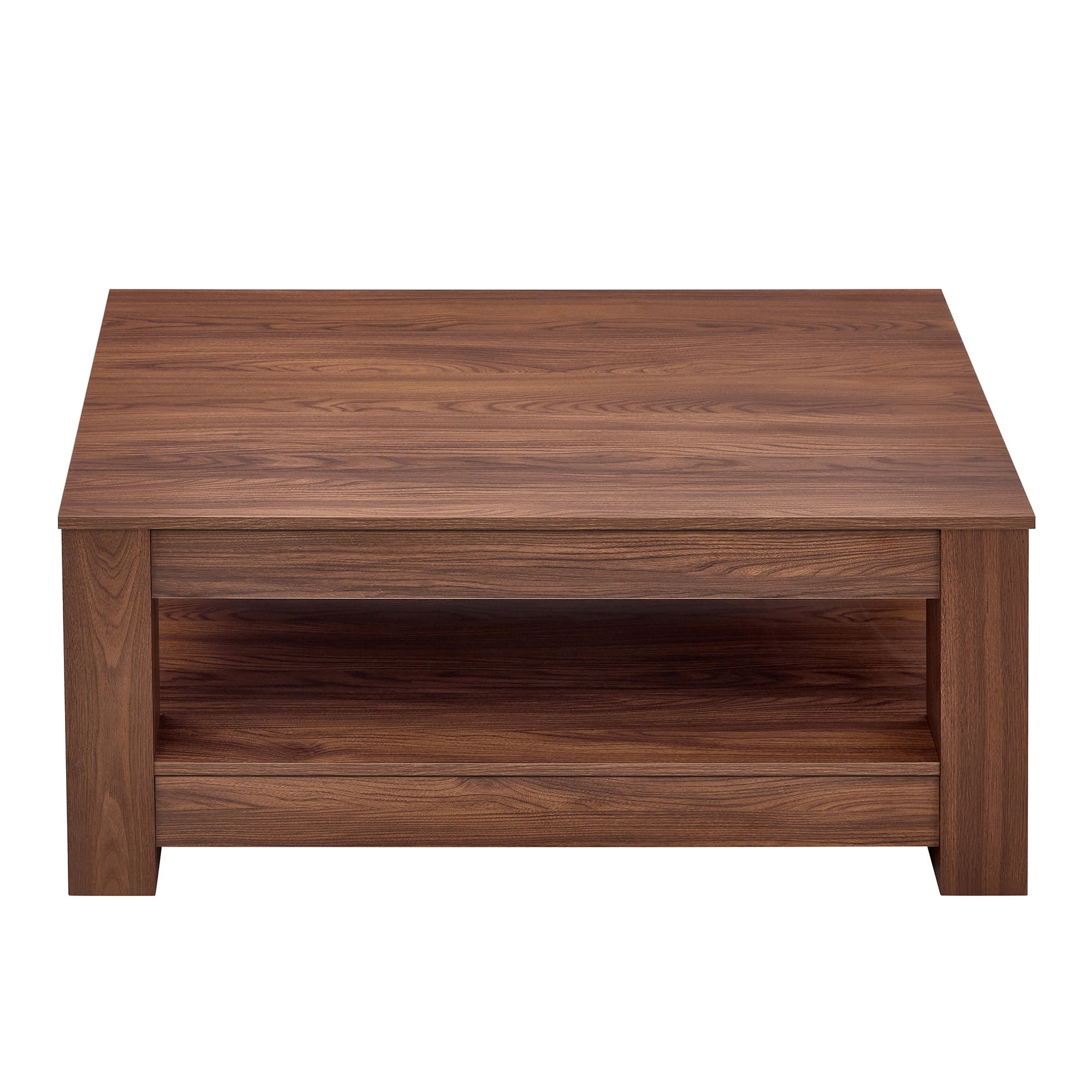 Alvantor Coffee Table Double Layer MDF Industrial for Living Room,43.3",Walnut