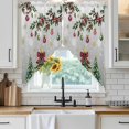 thumbnail image 6 of Christmas Tree Swag Curtains for Kitchen/Bedroom/Living Room, Grey Retro Winter Ball Berry Snowflakes Scalloped Curtains 63 Inch Long, Window Swag Topper Curtains Valances 2 Panels Set 36"x63", 6 of 8
