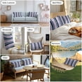 thumbnail image 4 of Outdoor Waterproof Throw Pillow Covers Set of 2 Purple Striped Decorative Pillowcases Lumbar Outdoor Pillows Cushion Case 20x12 Inch Navy Blue Vertical Stripes Patio Pillows for Couch Sofa Bed, 4 of 9
