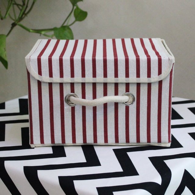 Boîte de Rangement en Coton et Lin Imprimée Grande Petite Boîte de Rangement en Coton Boîte de Finition avec Couvercle Poignée en Corde de Coton
