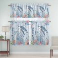 thumbnail image 5 of Sea Turtle Curtain Valances Set Watercolor Seaweed Fish Coral Seahorse Blue Letter Texture Kitchen Curtains 24&nbsp;inch Length Rod Pocket Valance and Tiers 3 Piece Set Small Bedroom Bathroom Laundry, 5 of 9