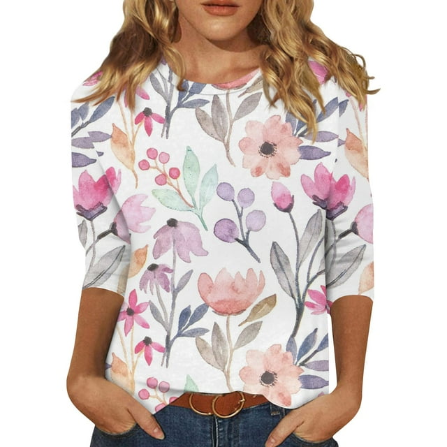 Camisas de manga 3/4 SCZ Camisetas gráficas estampado lindo Blusas casual 5XL rojo