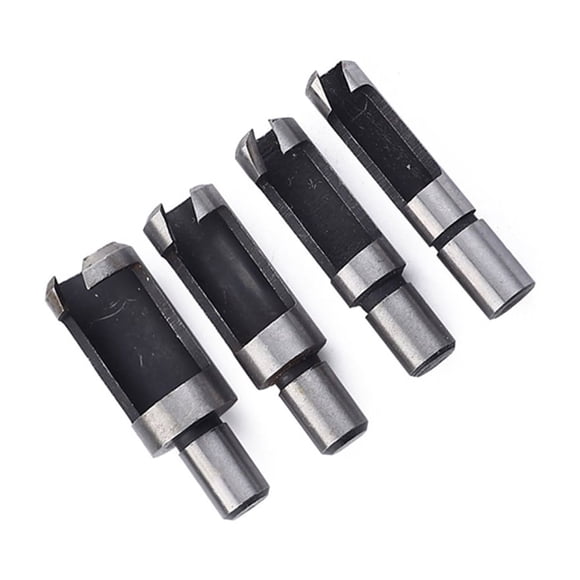 IFANLANDOR 4Pcs Wood Plug Cutters Multi Set with Chamfered Straight and Tapered Hardened Carbon Steel