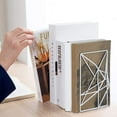 thumbnail image 4 of Bookends White, Decorative Metal Book Ends Supports for Shelves, Unique Geometric Design(1 Pair/2 Pieces), 4 of 7