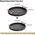 thumbnail image 4 of MODE HOME Set of 2 Black Crocodile Leather Round Trays, Decorative Wood Ottoman Serving Trays with Metal Handles for Coffee Table & Home Accents, 4 of 7