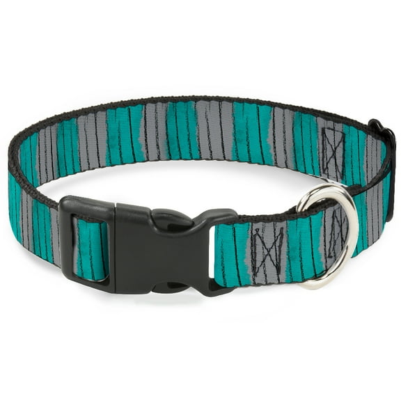 Disney Pet Collar, Dog Collar Plastic Buckle, Cheshire Cat Stripes Gray Teal Black, 8.5 to 12 Inches 0.5 Inch Wide