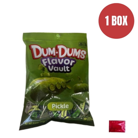 Dum-Dums Flavor Vault Pickle Lollipops PACK 2, Limited Edition Pickle Flavored Pops (3.5 oz) with Bonus LaPrima Morceau Bonbon