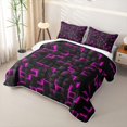 thumbnail image 3 of meiyoeat Pink Geometric Plaid Quilt Full For Boys,Modern Patchwork Check Full Bedspread Sets For Kids,3-Piece, 3 of 7