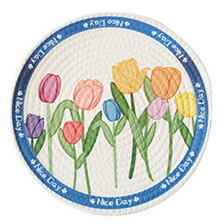 

Ximi Insulation Pad Reusable Non-slip Decorative Dining Room Tulip Print Western Table Placemat for Daily Use