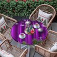 thumbnail image 4 of Round Table Cloth with Elastic Fitted Edged, Winter Snowflake Balls Pine Needle Waterproof Tablecloth for 55"-60" Tables Plant Branch on Purple Wipeable Indoor Table Cover for Kitchen Picnic Camping, 4 of 9
