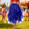 thumbnail image 2 of QHFBli Women's Tulle Skirts High Low Layered Puffy Fairy Skirts Midi Length Irregular Tutu Skirt, 2 of 4
