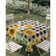 thumbnail image 3 of Square Outdoor Tablecloth with Umbrella Hole Orange Sunflower Outside Table Cloth Waterproof Patio Table Cover Vintage Black Plaid Bee Floral Summer Zipper Tablecloths for Picnic Camping 54x54 Inch, 3 of 8
