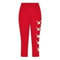 thumbnail image 4 of AUNVITO Girls Baseball Print Yoga Pants Casual Sporty Capri 7/8 Length Athletic Lounge Wear, 4 of 4
