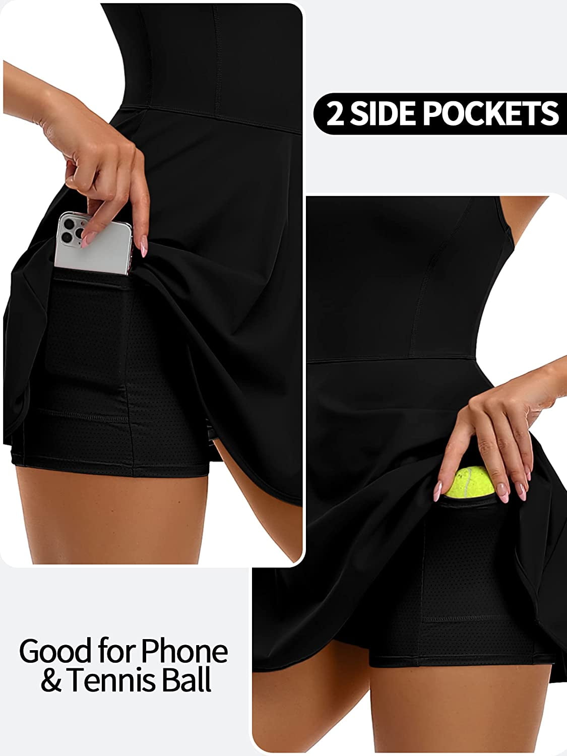Alove Women Workout Square Neck Dress With Shorts Athletic Dress