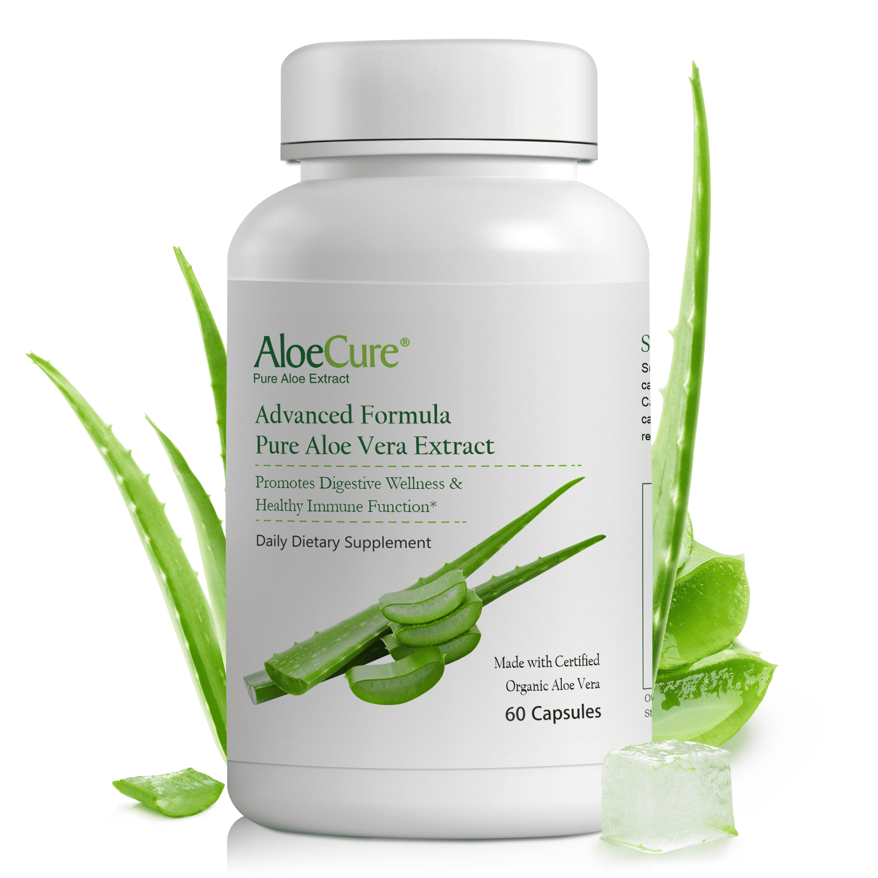 AloeCure Organic Aloe Vera Capsules, 130,000mg Equivalent per Capsule