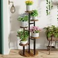 thumbnail image 3 of VECELO 5 Tiered Tall Plant Stand Indoor, Wooden Plant Shelf Corner Display Rack, Multi-tier Tall Flower Holder for Patio Garden Balcony Living Room Bedroom, Brown, 3 of 9