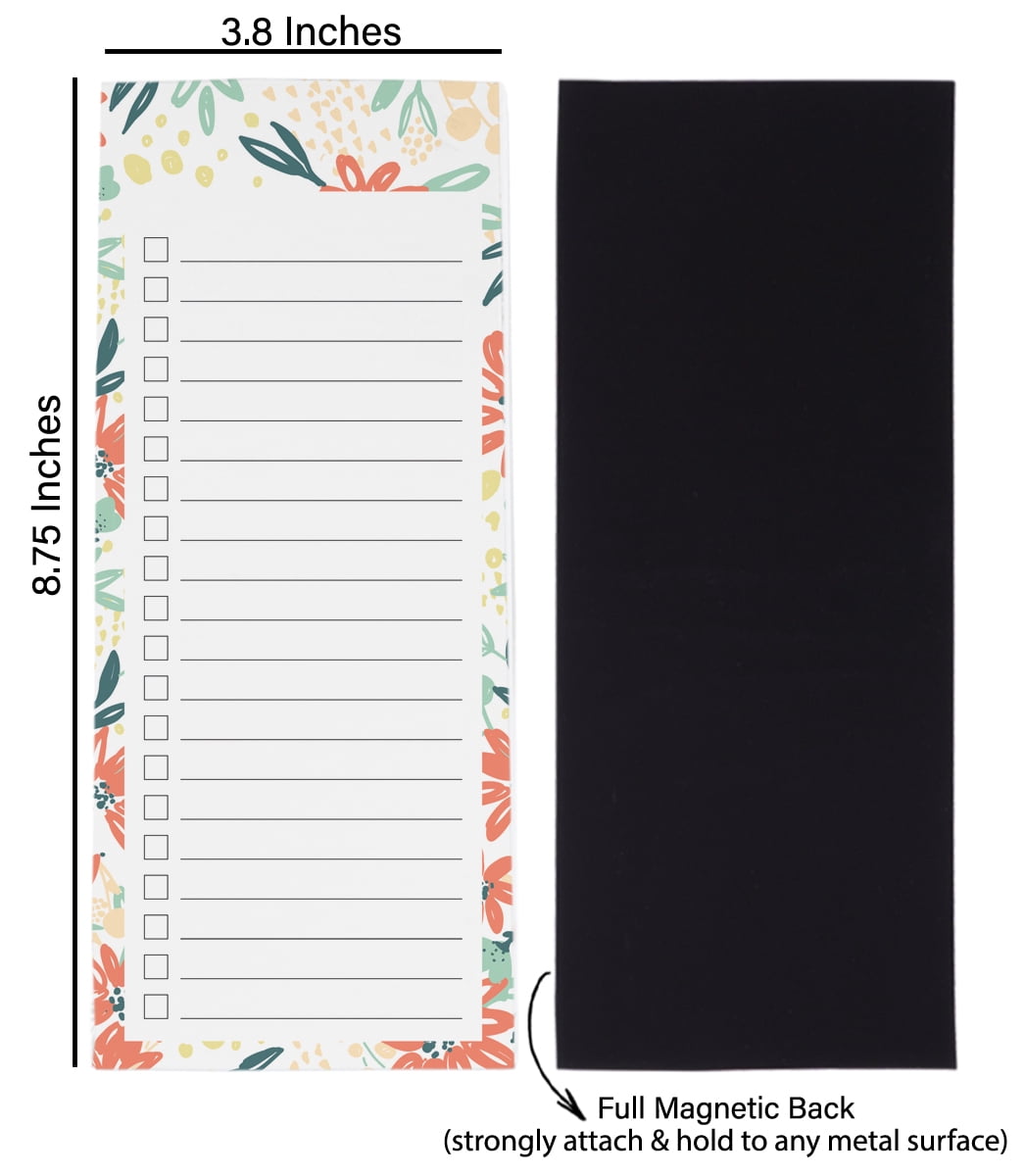 Inkdotpot Packof3MagneticFridge To-Do List Notepads,MagneticMemo Pads For Refrigerator,Florals Design(50 Sheets Each)