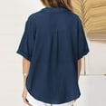 thumbnail image 5 of Kaemgyyd Womens Button down Shirts Rolled up Half Sleeve Cotton Linen Beach Vaction Tops Wrinkle Free Loose Fit Side Slit Blouse, 5 of 7