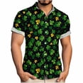 thumbnail image 2 of Awdenio Men T Shirts St Patricks Day Shirt Shamrock Printed Retr Short Sleeve Casual Button Down Holiday Shirts, 2 of 6