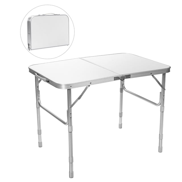 Costway Mesa plegable de aluminio, mesa de camping multifuncional, mesa de exterior con 3 alturas regulables y empuñadura de transporte, mesa portátil y ligera para fiestas picnic barbacoa patio
