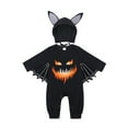 thumbnail image 2 of KAUOD 3 6 12 18 24 Months Baby Boys Halloween Wrap Jumpsuits Pumpkin Graphic Rompers Toddler Footie Hooded Warm Jumpsuits, 2 of 9