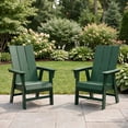 thumbnail image 3 of WestinTrends Ashore Outdoor Patio HDPE Plastic Modern Adirondack Dining Chairs (Set of 2), Dark Green, 3 of 17
