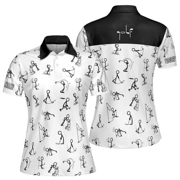 Customize Name Funny Golf Stick Icon Women Golfers 3D Polo Shirt Size S-5XL