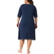thumbnail image 3 of Camisones de mujer de tallas grandes Agnes Orinda, con cuello en V, manga corta, sueltos, con botones decorativos, pijamas casuales 3X azul marino, 3 of 6