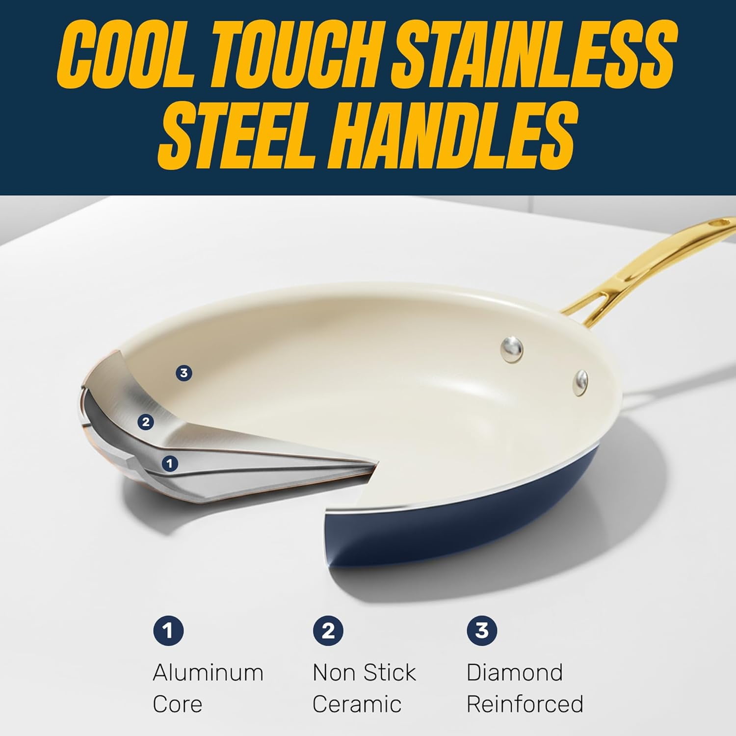 Gotham Steel 20 Pc Ceramic Pots and Pans Set Non Stick, Kitchen Cookware Sets with Knife Set, Pot and Pan Set, Ceramic Cookware Set, Non Stick Pots and Pan Set, Oven and Dishwasher Safe