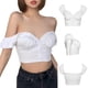 thumbnail image 1 of Txlixc Mujeres Moda Manga corta Color sólido Tops Elegante fuera del hombro Crop Top Txlixc Sexy, 1 of 9