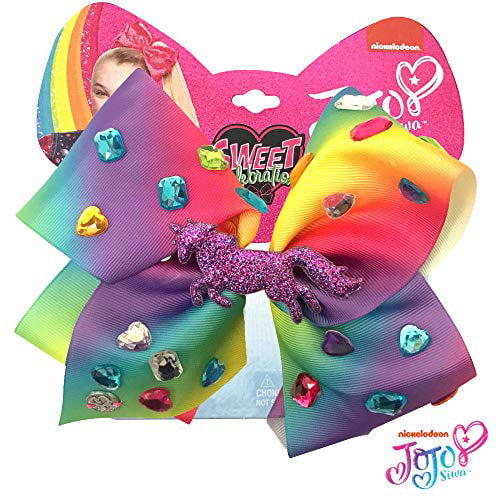 Kids JOJO Siwa 8" Large Girl Hair Bow Clips Birthday Unicorn Party Glitter Dance 