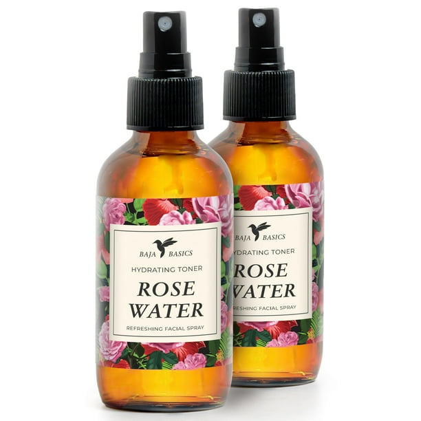 Tónico hidratante en aerosol de agua de rosas Baja Basics, 120 ml, paquete de 2