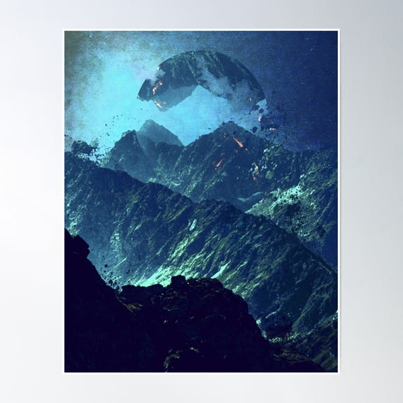 Dark Mountains Poster Wall Art, Modern Wall Decor, 8x12 UNFRAMED