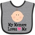 thumbnail image 3 of Inktastic Me Memere Loves Me Grandchild Girls Baby Bib, 3 of 4