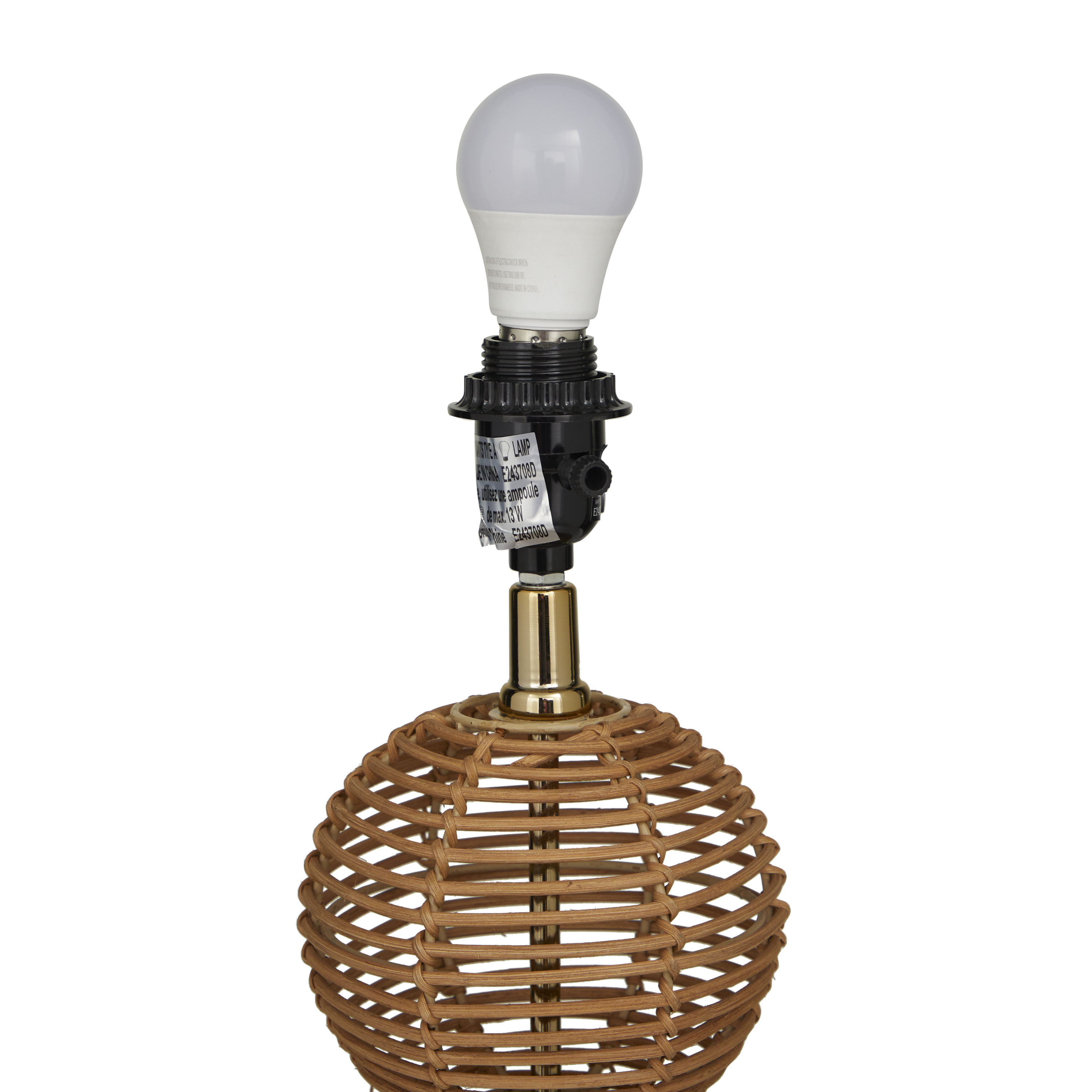 DecMode 29" Handmade Woven Orb Brown Table Lamp with White Microfiber Shade