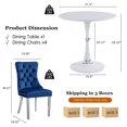 thumbnail image 4 of 5-Piece 31.5" Round Dining Table Set, Mid-Century Modern All-Metal Kitchen Table with Velvet Nailhead Trim Chairs & Stainless Steel Legs, for 4, Small Spaces, Apartments, Living Room, 4 of 7