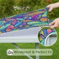thumbnail image 6 of Blue Pioneer Flower and Leaf Pattern Square Fitted Tablecloth with Elastic Edge,Square Table Cover,Washable Elastic Table Cover for Home Kitchen Party Decor 34"x34", 6 of 6