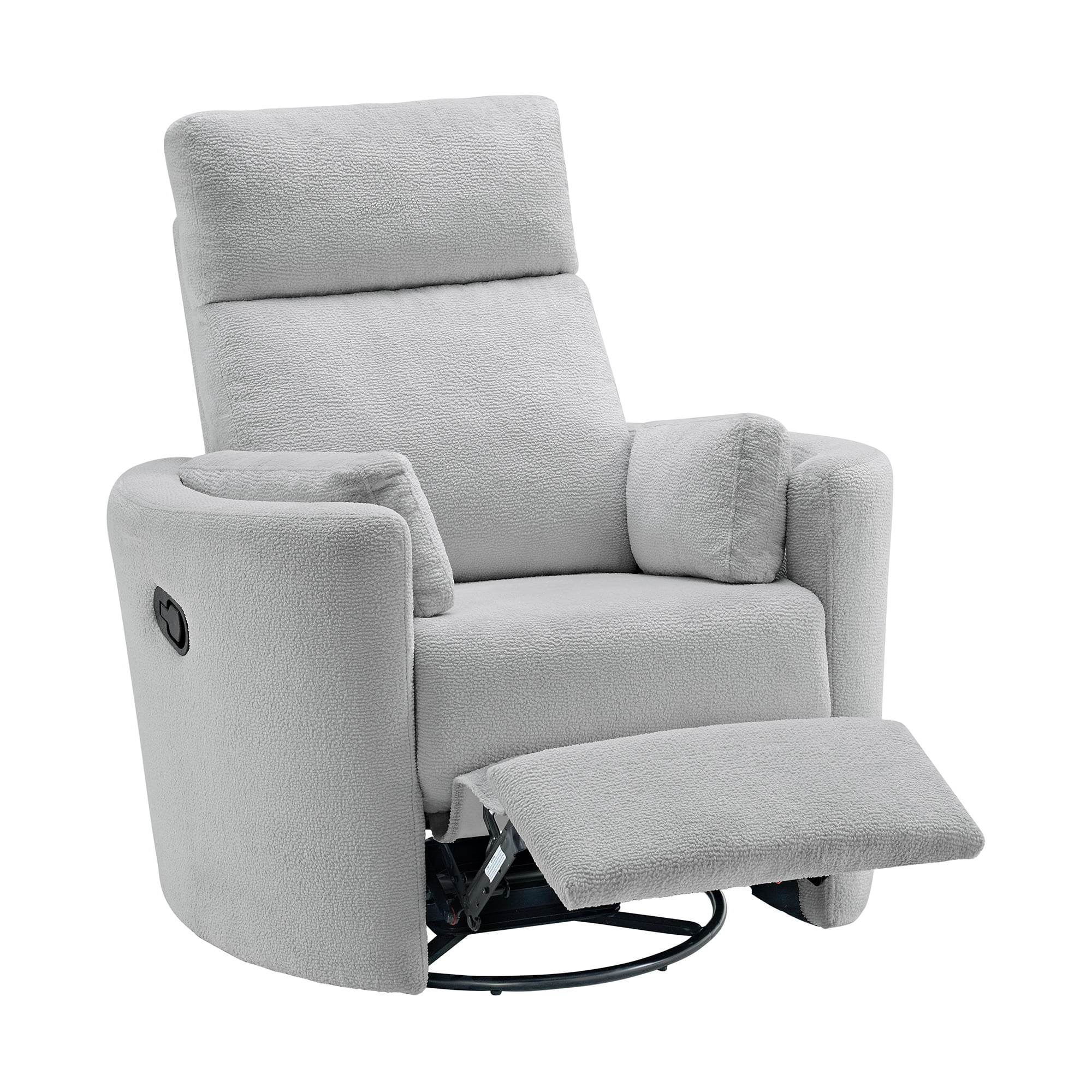 Soho Baby Nottingham Upholstered Glider Recliner Rocking Chair 360° Swivel for Nursery and Living Room – Plush Gray​