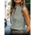 thumbnail image 5 of Women'S Work Outfits V Neck Sleeveless Blouses Summer Casual Tank Tops Business Office Dressy Striped Shirts Green S, 5 of 6